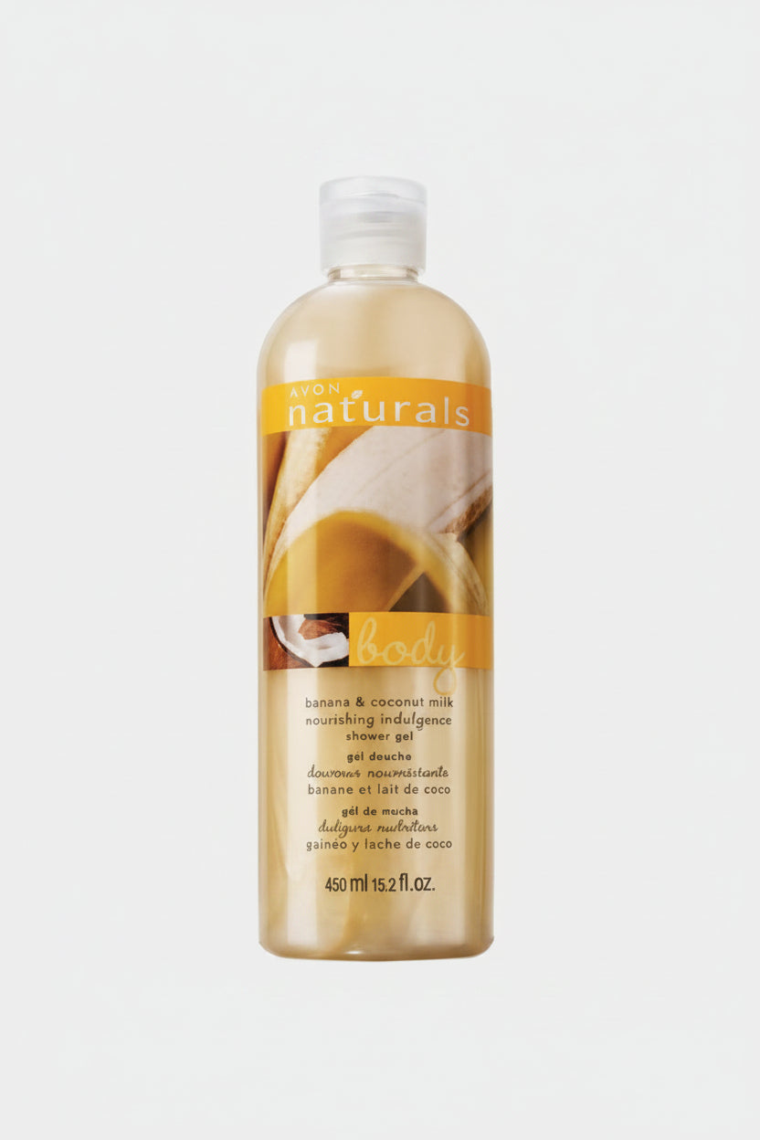 Avon Naturals Banana & Coconut Milk Shower Gel | 450ml | Creamy & Tropical Family Size Wash