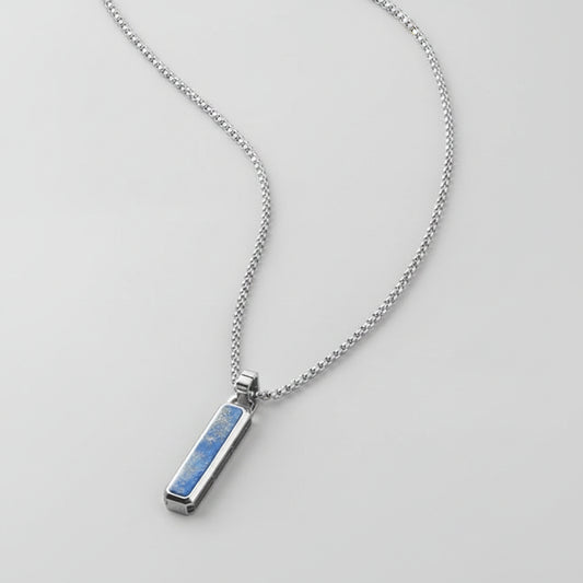 Men's Stainless Steel Blue Titan Lapis Necklace