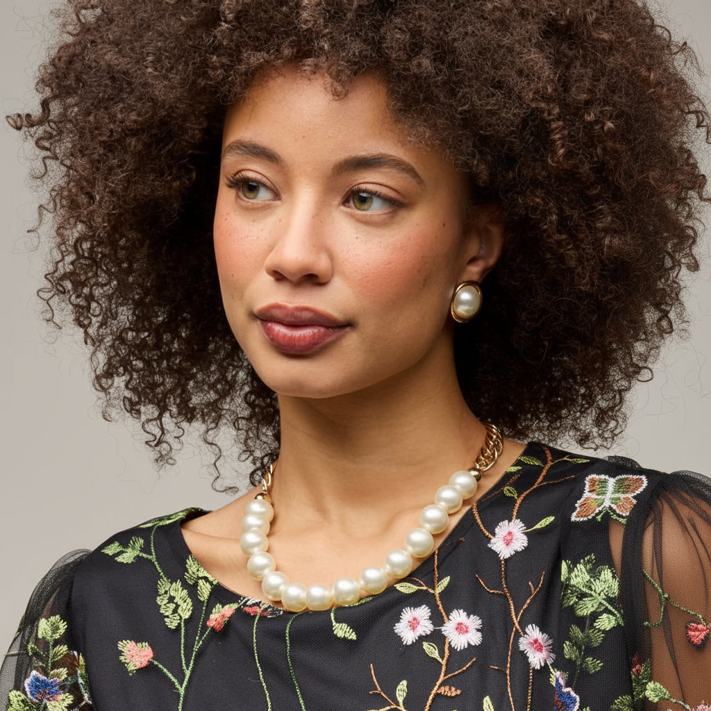 Boldly Yours Pearly Necklace and Earring Set