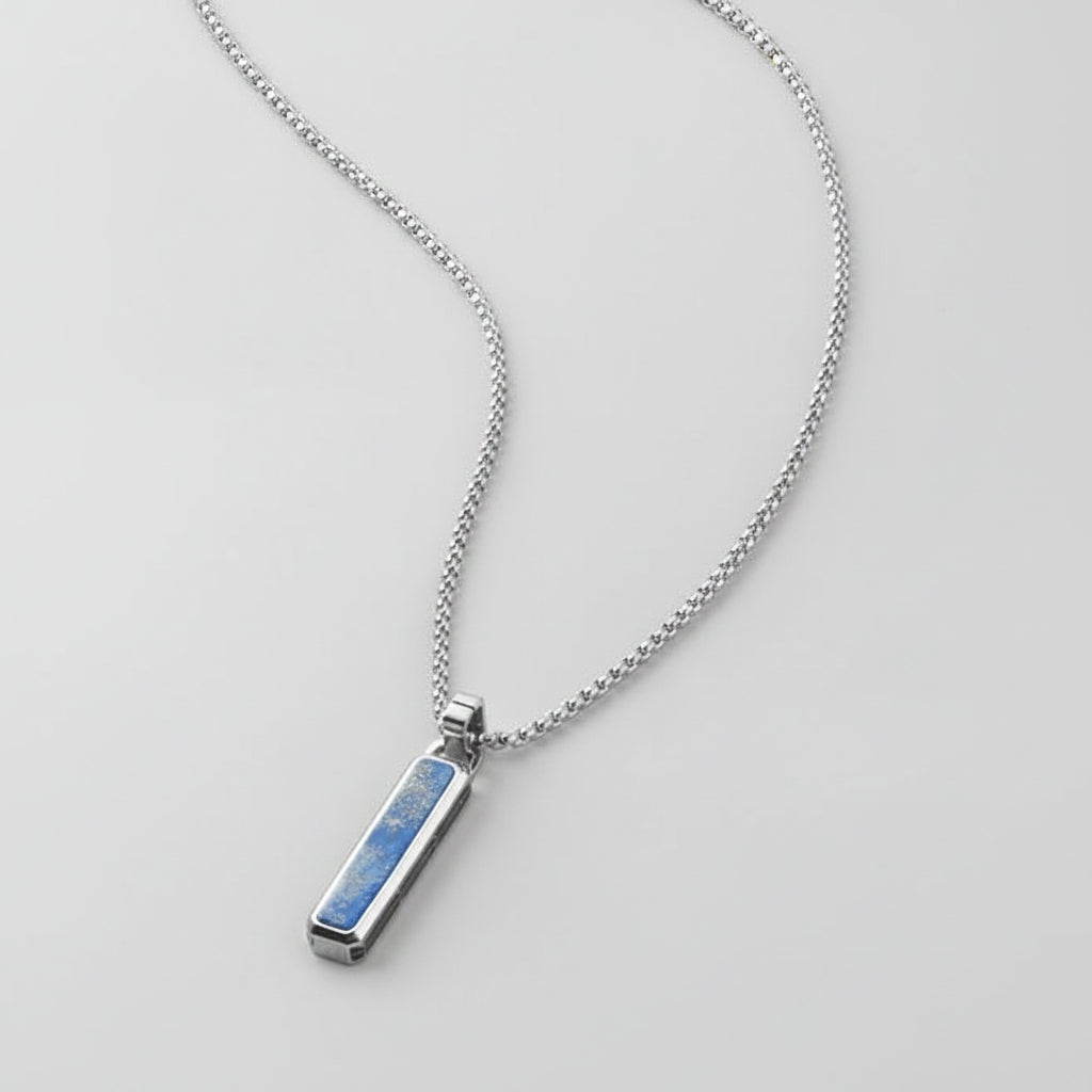 Men's Stainless Steel Blue Titan Lapis Necklace