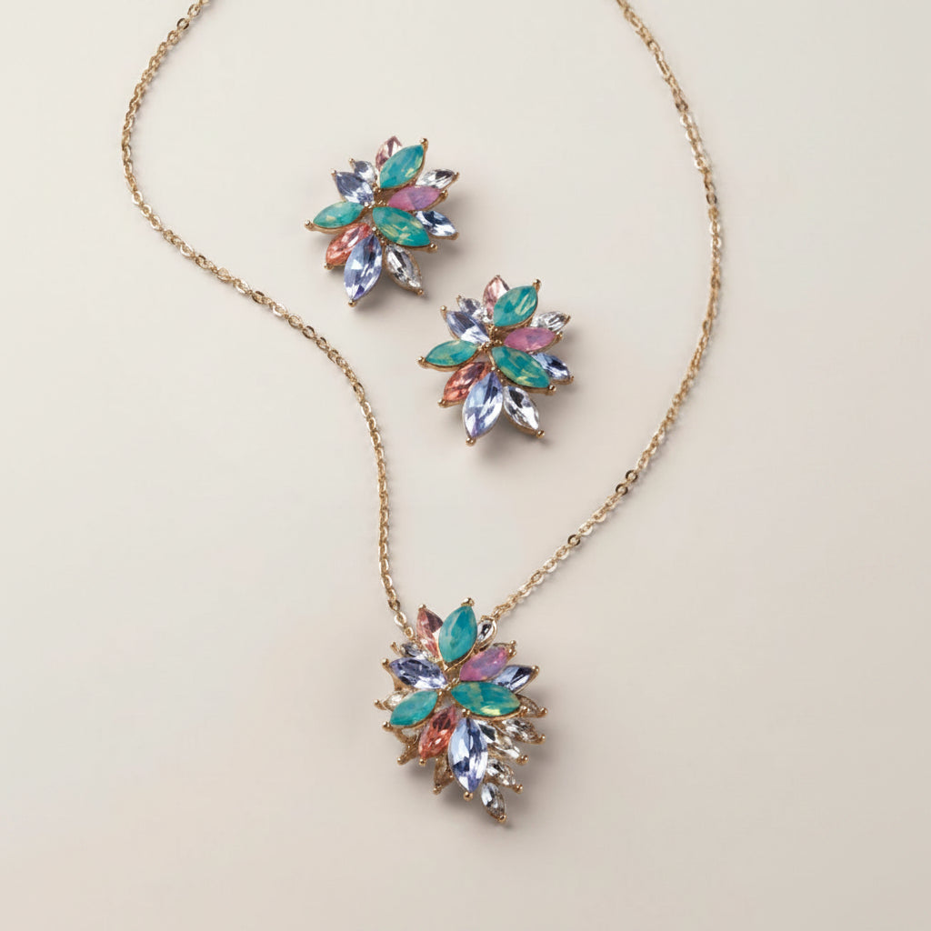 Pastel Petals Necklace and Earring Set