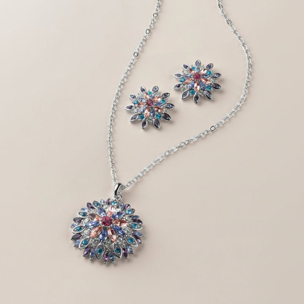 Prism Flower Necklace and Earring Set